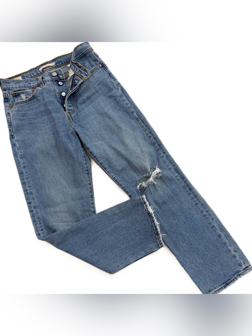 Levi’s Premium Jeans Womens 27 Wedgie Straight Distressed Button Fly